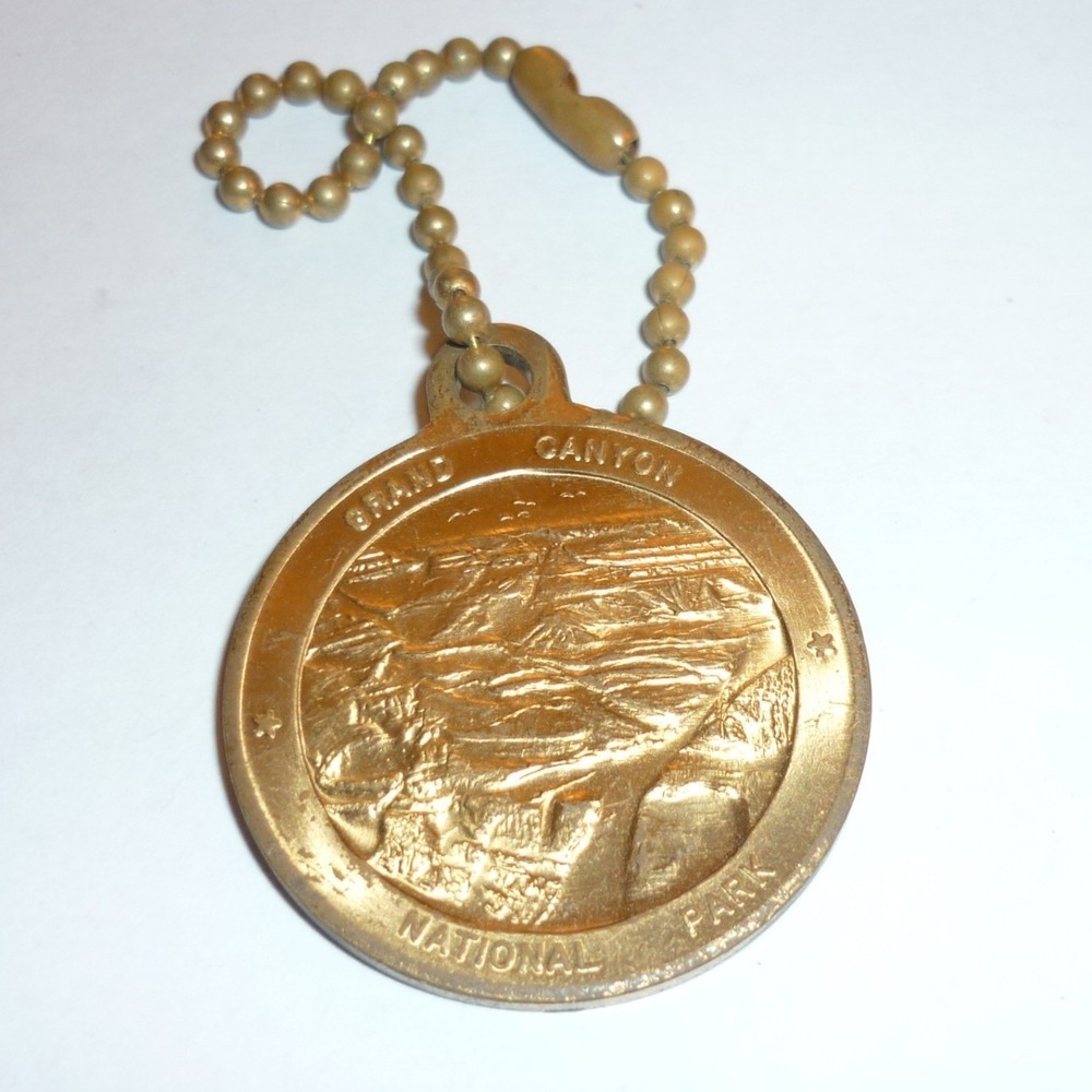 Vintage Grand Canyon National Park Lucky Coin Keychain Brass Souvenir Token